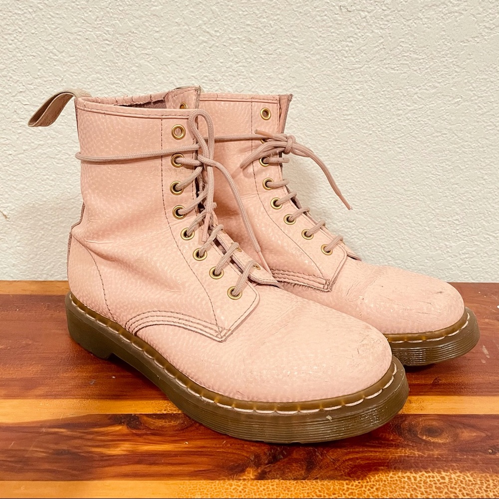 Pebbled Pastel Pink Doc Martens